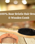 100% Boar Bristle Hair Brush & Wooden Comb