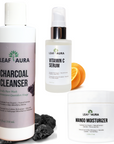 3 Steps Skin Care Combo-3 Items "Charcoal Cleanser,Vitamin C Serum & Mango Moisturizer