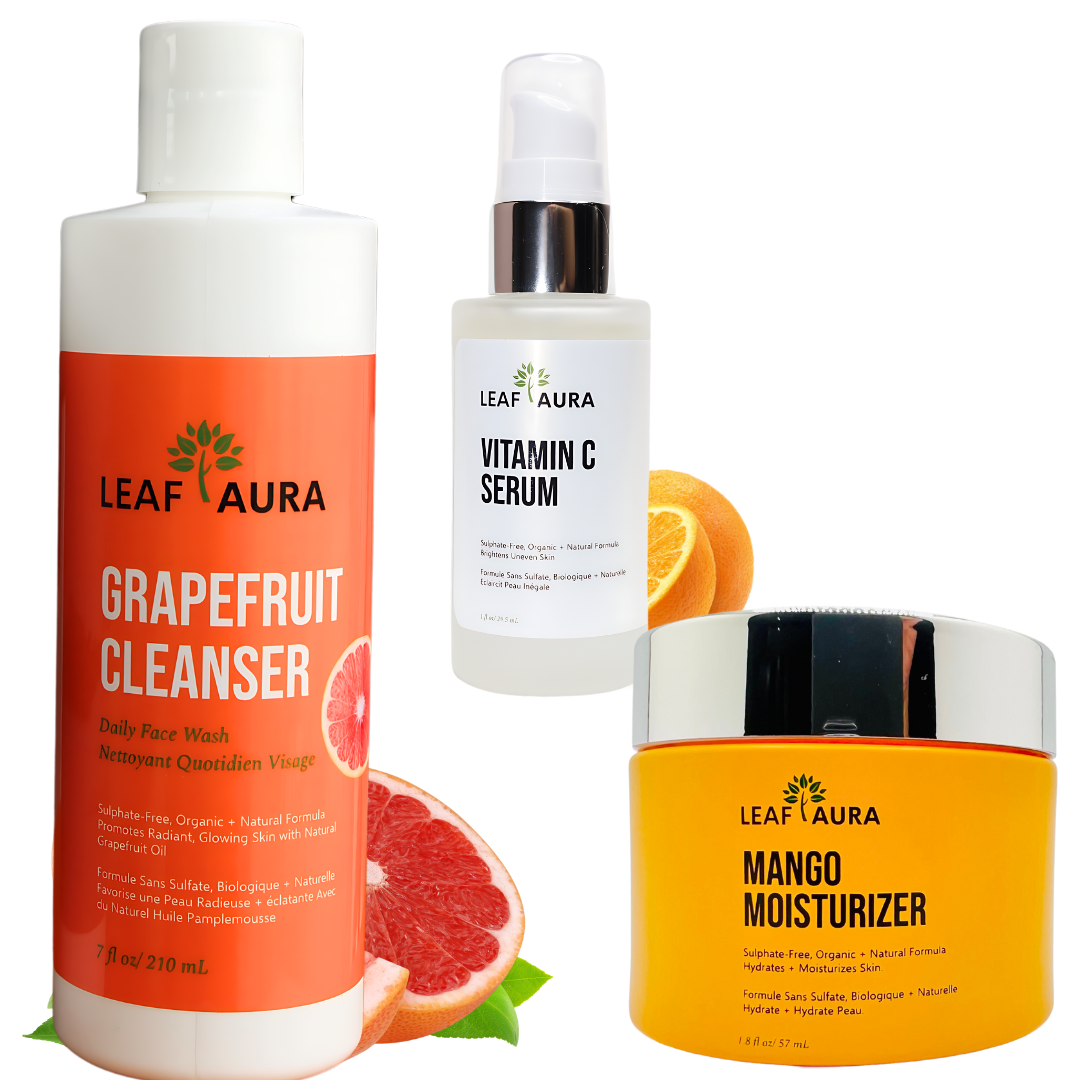 3 Steps Skin Care Combo-3 Items &quot;Grapefruit Cleanser,Vitamin C Serum &amp; Mango Moisturizer