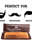 Comb For Moustache, Beard & Hair, With Leather Pouch