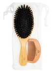 100% Boar Bristle Hair Brush & Wooden Comb